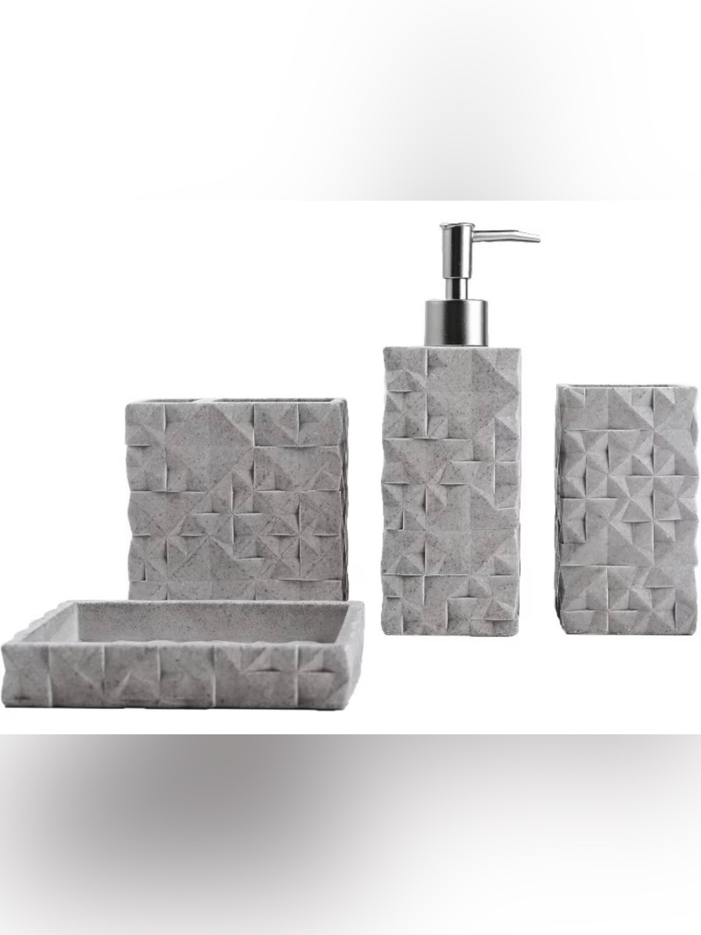 Hymmah 4-Piece Gray Resin Bathroom Accessory Set
